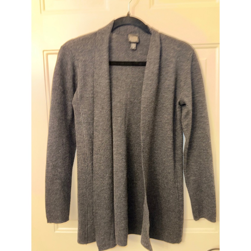 Eileen Fisher Petite 100% Merino Wool Open Front Cardigan Charcoal Gray PP